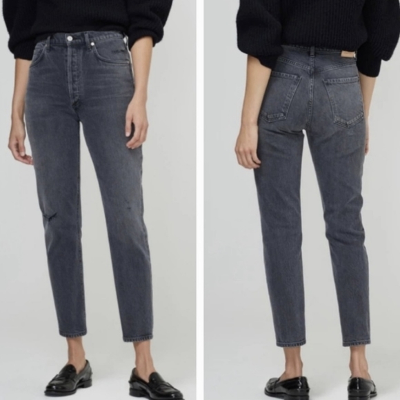 Citizens of Humanity Jolene Black Wash Denim Vintage Slim Leg Ankle Jeans - Picture 8 of 9